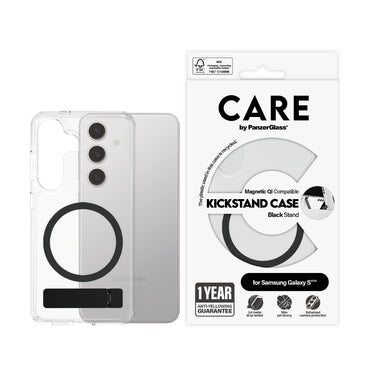 PanzerGlass CARE Kickstand with MagSafe Case for Samsung Galaxy S25- Clear/Black